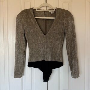 Amuse Society Shimmering V-Neck Bodysuit